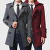 Men's Mid-Length Woolen Coat with Velvet, Autumn/Winter 2023 Trend - Thickened Windbreaker Style