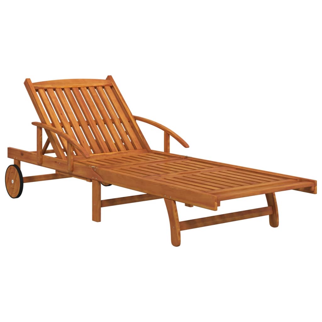 2 Piece Sun Lounger Set with Table Solid Acacia Wood
