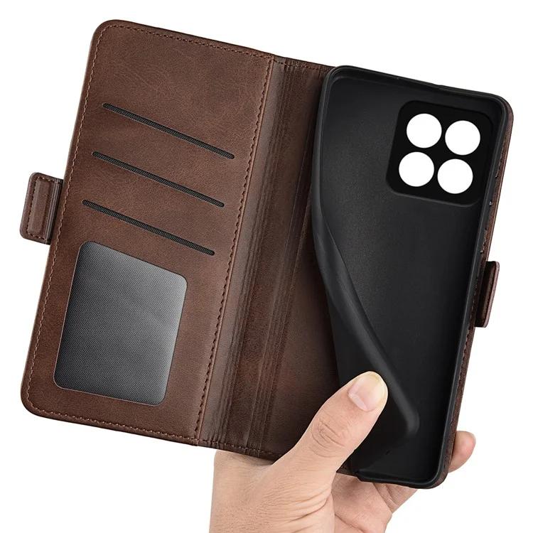 For Honor X8a 4G Calf Texture Phone Case PU Leather Dual Magnetic Clasp Foldable Stand Wallet Cover