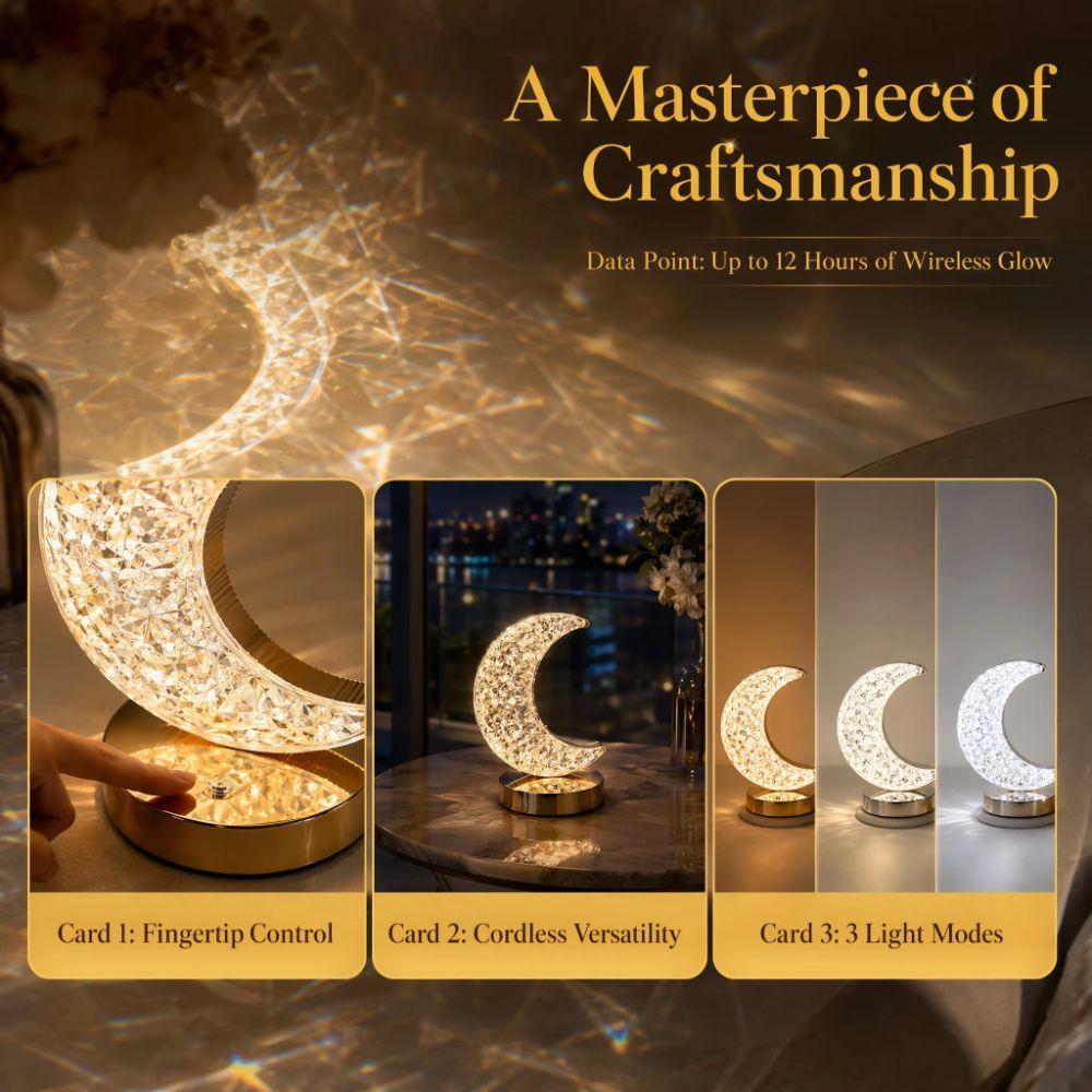 Crystal Texture Moon Crystal Night Light USB Rechargeable Soft Gentle Light Bedside Lamp Decorative Cozy Ambient Lighting