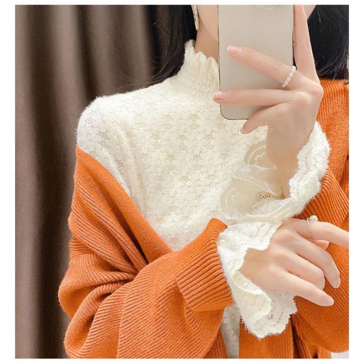 Очаровательный и практичный: Женская рубашка из бархата и кружева на зимнюю основу