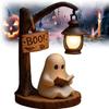 Cute Ghost Reading Lantern Resin Ghost Reading Book Lamp Halloween Ghost Night Light Ghost Halloween Decor