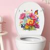 Painted Blooming Flowers and Butterflies On The Wall Decoration Stickers of The Bathroom Toilet