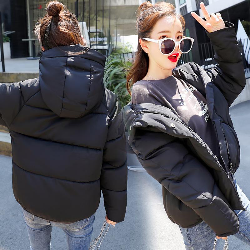 Women Thick Outerwear Solid Hooded Coats Winter Jackets Short Female Cotton Padded Bread Jacket Coat Stand Collar Overcoat