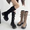 Высокие сапоги на платформе женские туфли на плоской подошве из замши модная зимняя обувь женская 2025 трендовая дизайнерская обувь для ходьбы готические туфли челси Botas Mujer De Zapatos