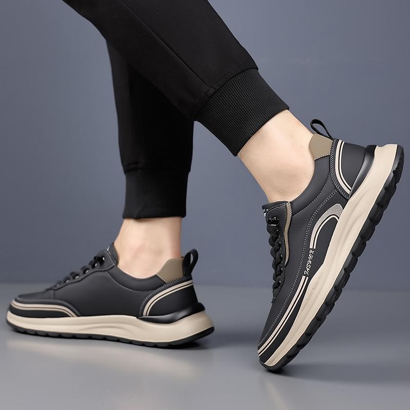 Men's Sneakers Thick Sole Walking Shoes Male Fashion Casual Footwear Solid Color Board Shoe