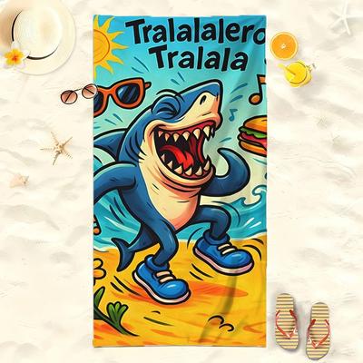 1 шт. Tralalero Tralala Пляжное полотенце Мультяшное Быстросохнущее Супервпитывающее Подходит для пляжного отдыха Бассейна Летний Подарок для Друзей