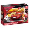 Jumbo Disney Cars 3: Puzzle &; Color (Medium), Jigsaw Puzzle, Cartoons, Early Childhood, 3rd Year(s), Boy, Cardboard
