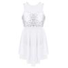Kids Girls Sleeveless Irregular Hem Lyrical Dance Ballet Leotard Dress Performance Costume