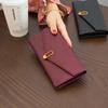 Women's Genuine Leather Long Wallet, 2024 Edition - Soft, Thin Style with Coin Slots and Mobile Phone Holder.