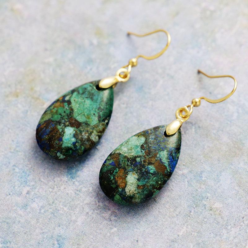 Luxury hot-selling natural stone water drop earrings, ear hooks, European and American designers, literary and retro jewelry, earrings jewelry