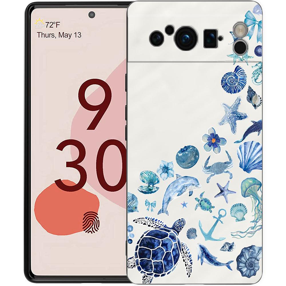 Чехол для телефона Google Pixel 10 Pro Pixel 9 Pro XL TPU Чехол Pixel 8 Pro 9A 8A 7A 7 6A 6 Pro Мягкая обложка Синие Морские Животные