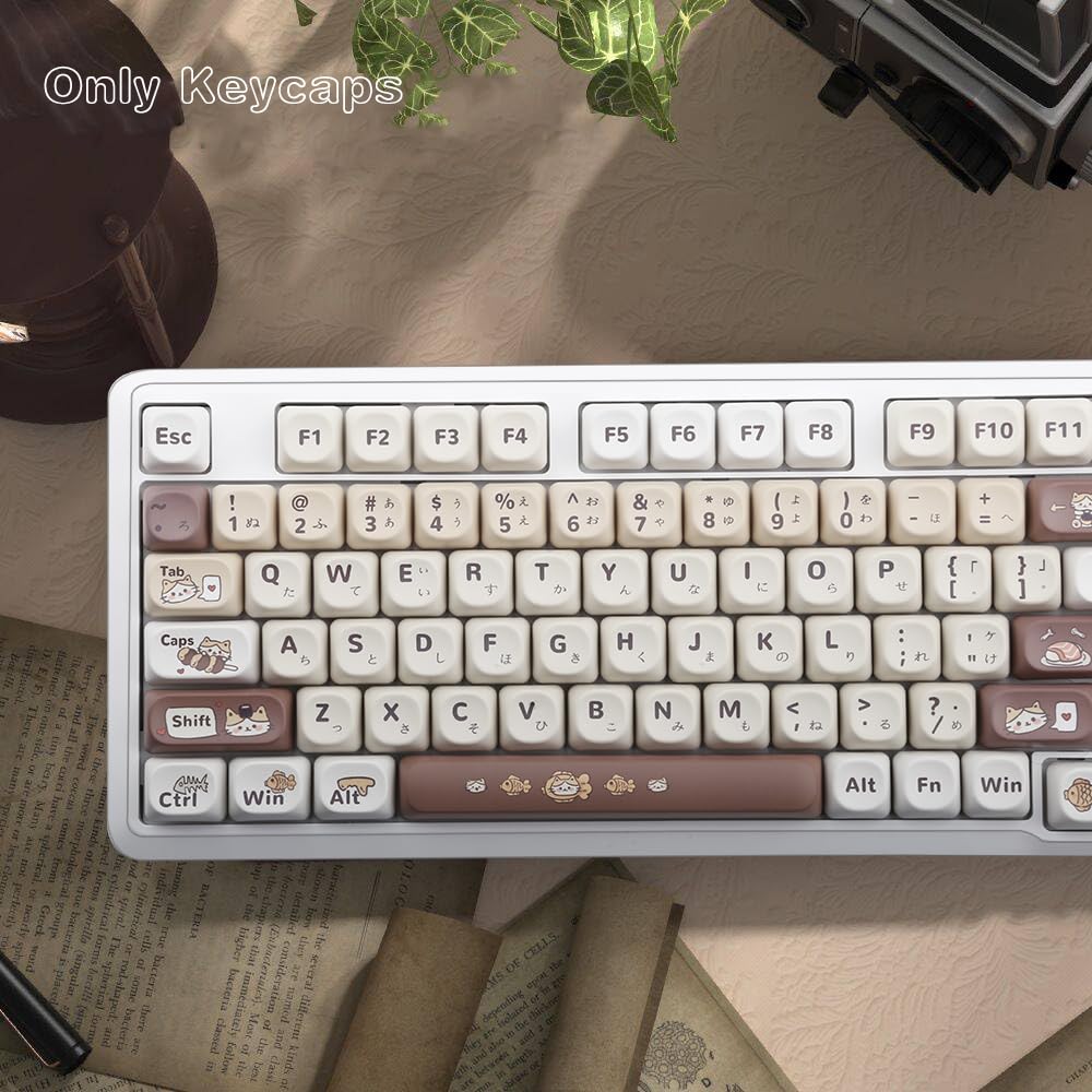 Японская тема кошек суши PBT кейкапы 5-сторонняя сублимация красителей для механических клавиатур AULA и MX Switch, набор из 134 клавиш - клавиатуры F75/F99/S98/K668/S-K80,