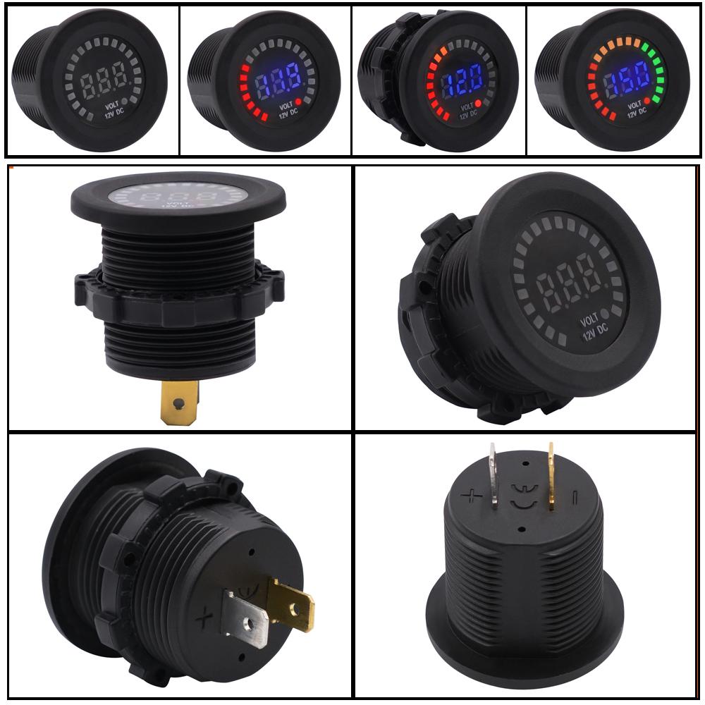 12V Светодиодный цифровой вольтметр с гнездом для прикуривателя, дисплей, автомобильный, мотоциклетный, панельный