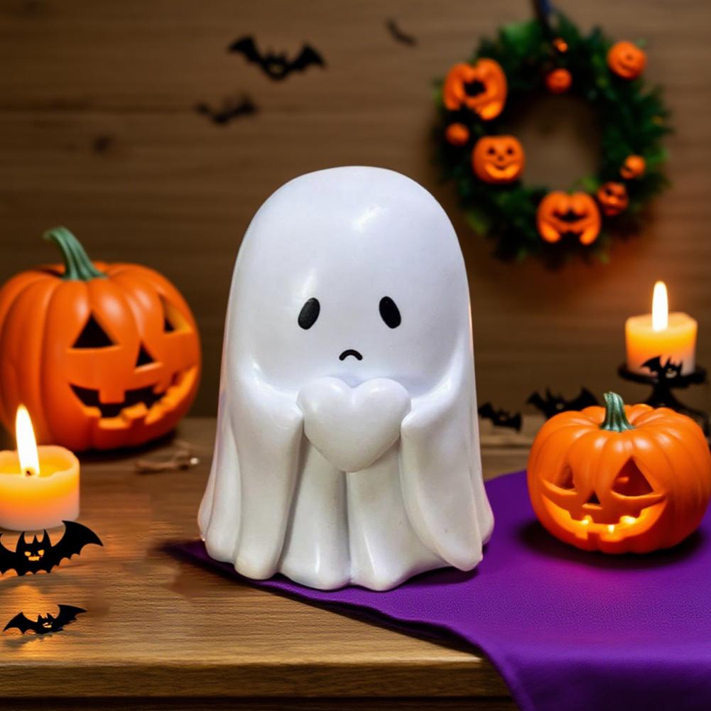 Halloween Ghost Figurine Mini Ghost Statue Spooky Halloween Ghost Figurines Resin Ornaments for Indoor Home Office Decor