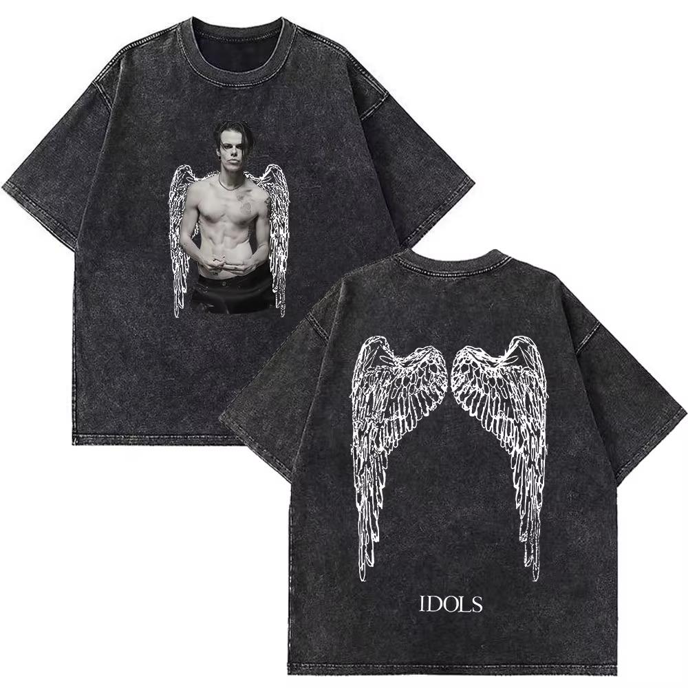 Yungblud IDOLS Мировой Тур Мерч Ретро Стирка Футболка Мужская Женская Хип-Хоп Рок Короткий Рукав Футболки Оверсайз Футболки