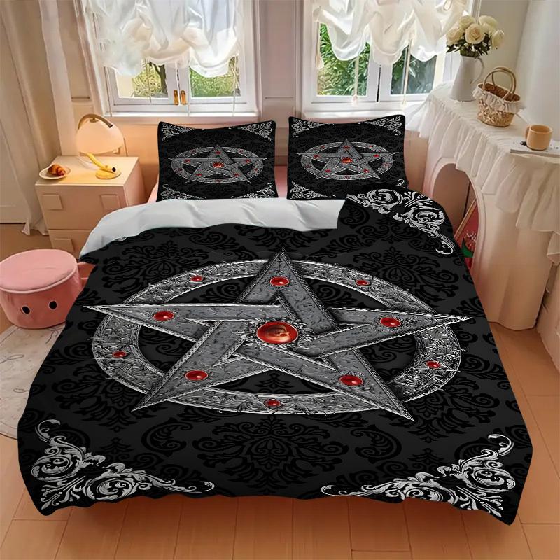 3pc Star Gothic Cover Set - 1 Quilt Cover + 2 Pillowcases, All Seasons Bedroom Setting, Perfect for Home041