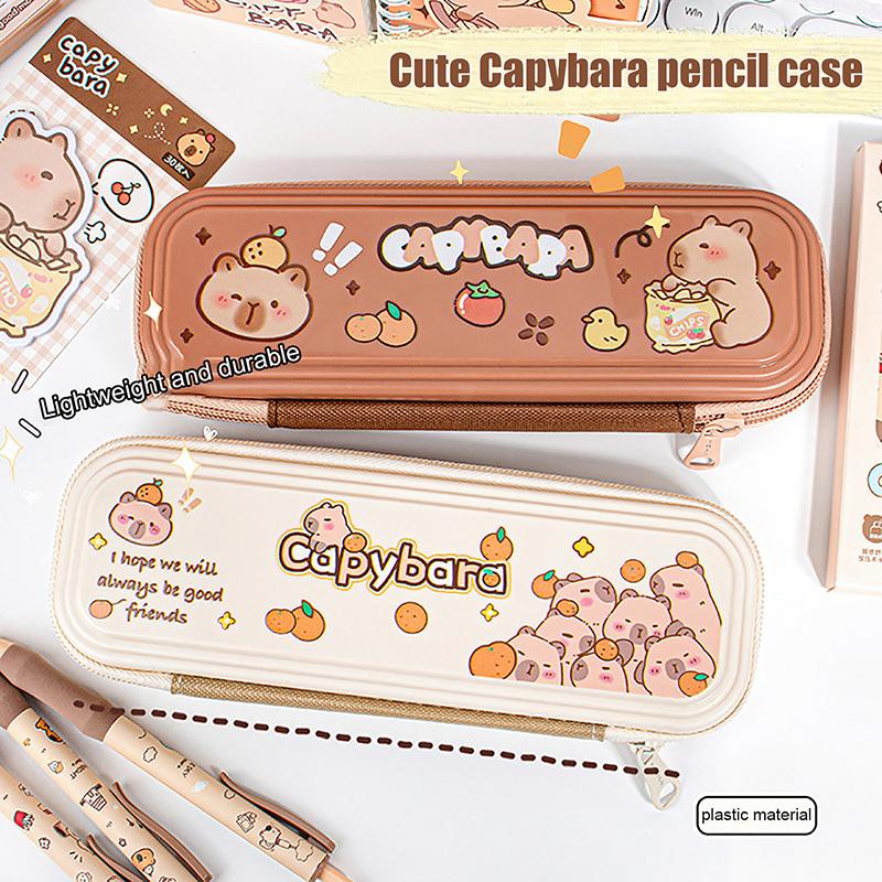 Large Capacity Capybara Pencil Case Pen Bag Student Stationery School Supplies Cute Cartoon Capybara Zipper Storage Box