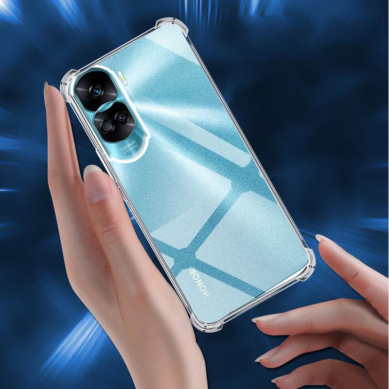 Противоударный прозрачный чехол для Honor 90 Lite CRT-NX1 Мягкие силиконовые прозрачные задние крышки для телефона Honor 90Lite Защитная камера