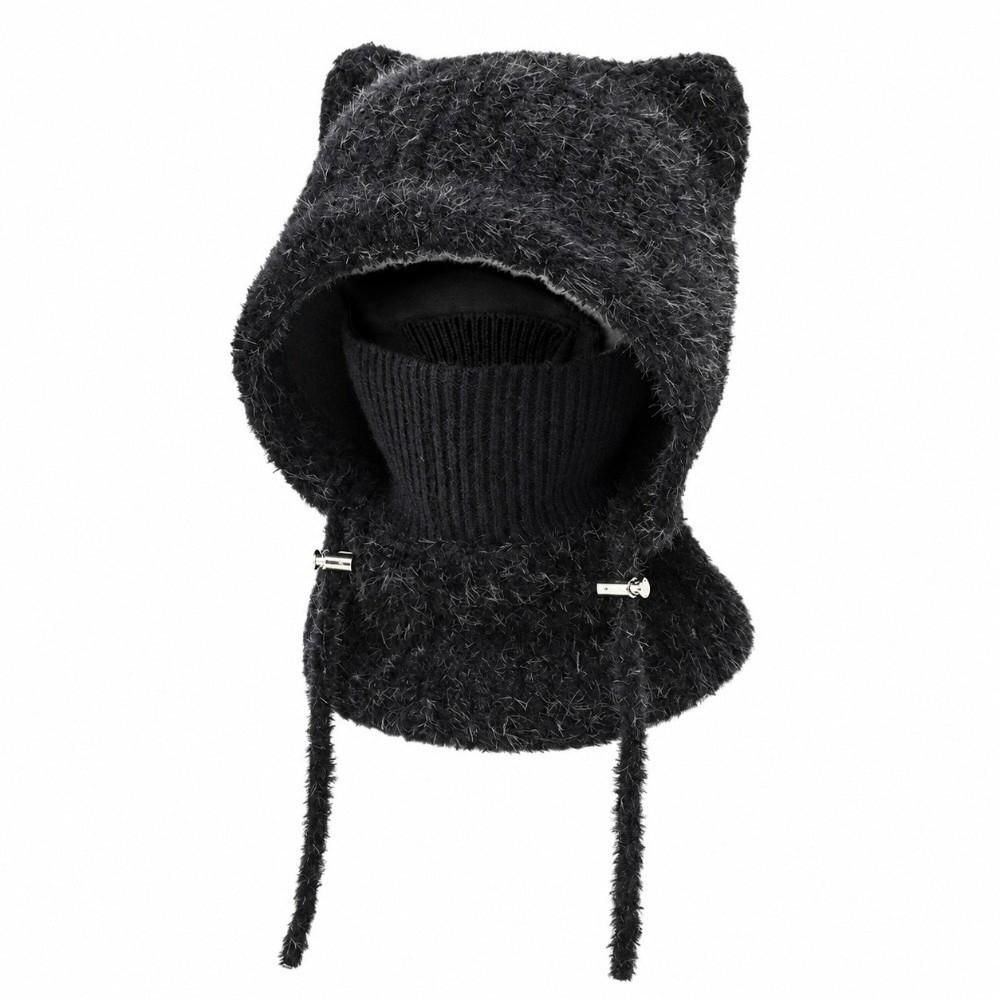 Thickened Hooded Scarf Hat Windproof Mask Neck Warmer Knitted Balaclava  Students