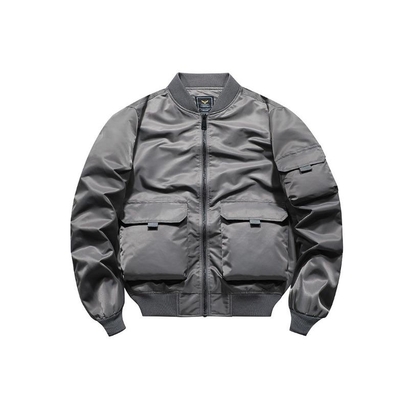 Куртка-бомбер MA1 мужская весенне-осенняя бейсбольная форма однотонная универсальная свободная трехмерная накладная мужская куртка
