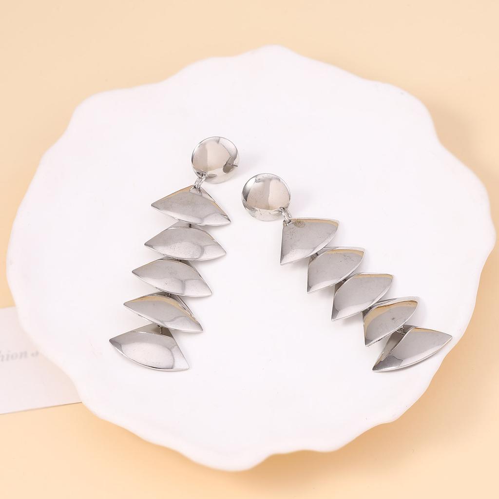 Европейские и американские длинные серьги с бахромой, преувеличенные геометрические треугольные серьги, легкая роскошь и универсальные модные серьги