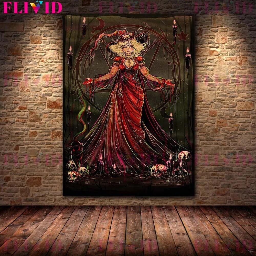 Грибная фея и зомби девушка готический художественный постер и принты украшение дома кровь ведьма настенная живопись холст без рамки