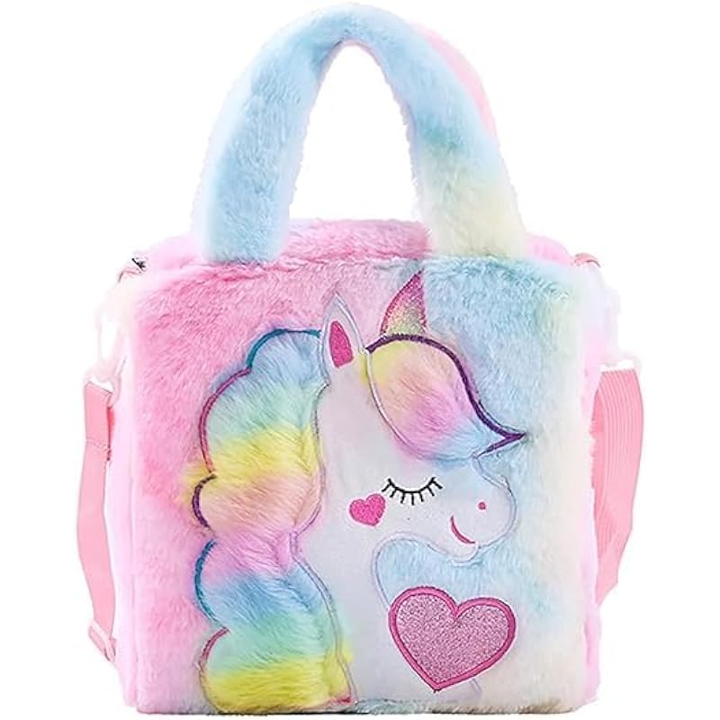 Сумка для малышей ADISA Unicorn, сумка через плечо принцессы из меха, подарок для девочек (розовый)