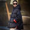 Women Down Jacket Casual Loose Over Size Warm Autumn Winter Outwear White Duck Down with Hood Fashion Coat