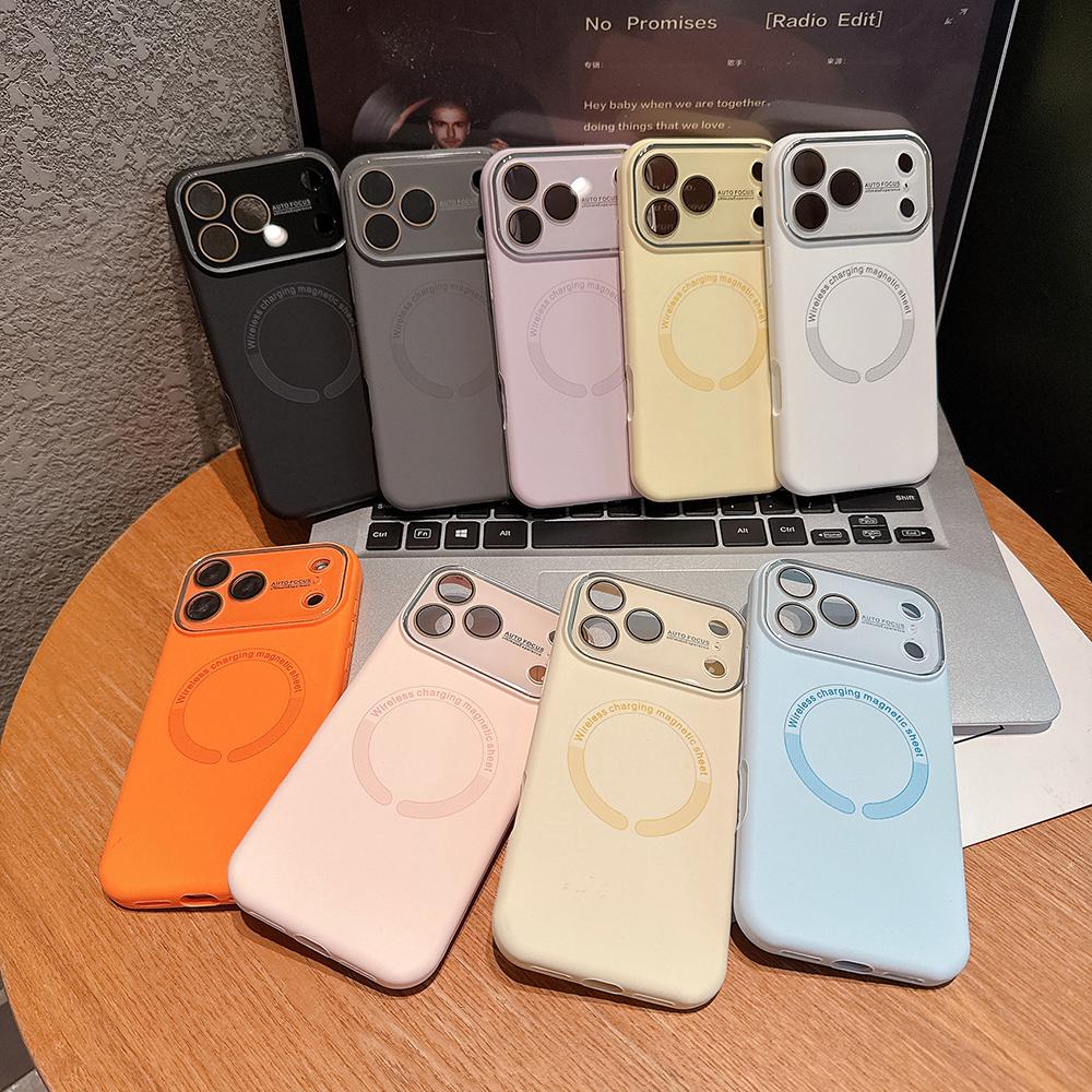 Жидкое Нано Матовое Стекло Для Чехла Magsafe Для iPhone 17 16 15 14 13 Pro Max Магнитная Беспроводная Зарядка Силиконовый Ударопрочный Чехол