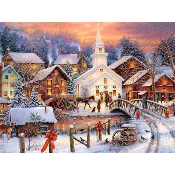 Full Drill Diamond Mosaic House 5D Diamond Embroidery Painting Landscape Winter Personalized Gift Christmas Decoration