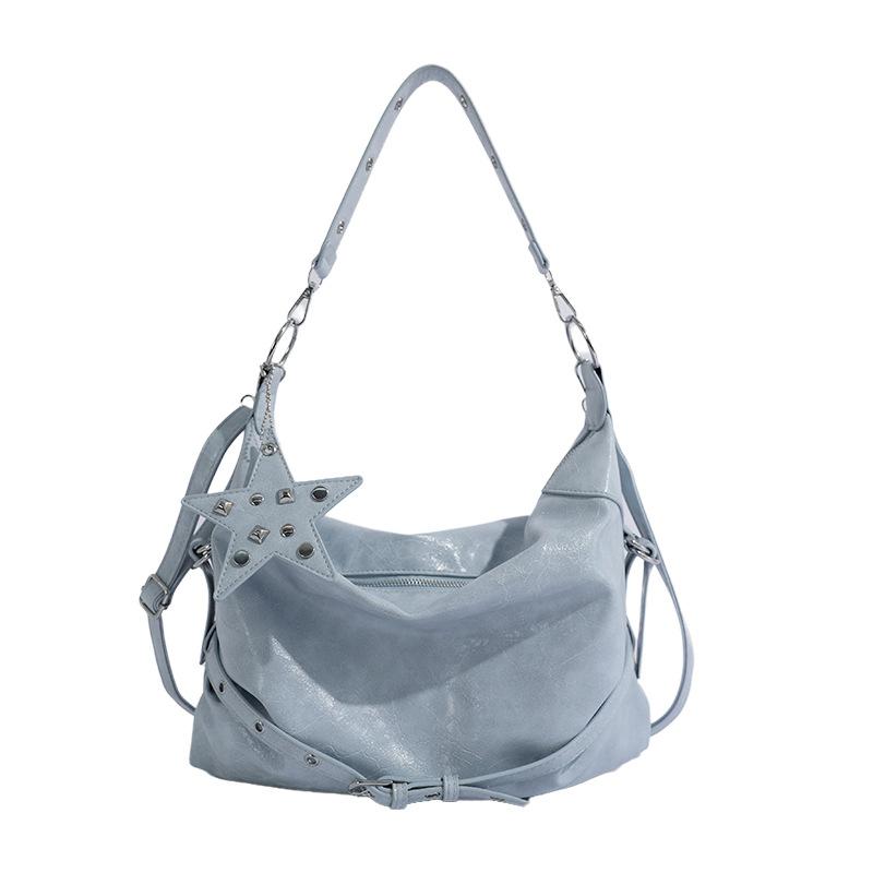 Korean Niche Star Rivet Underarm Biker Bag Women Style Crossbody Handbag Large Capacity Tote Bag Daily Matching