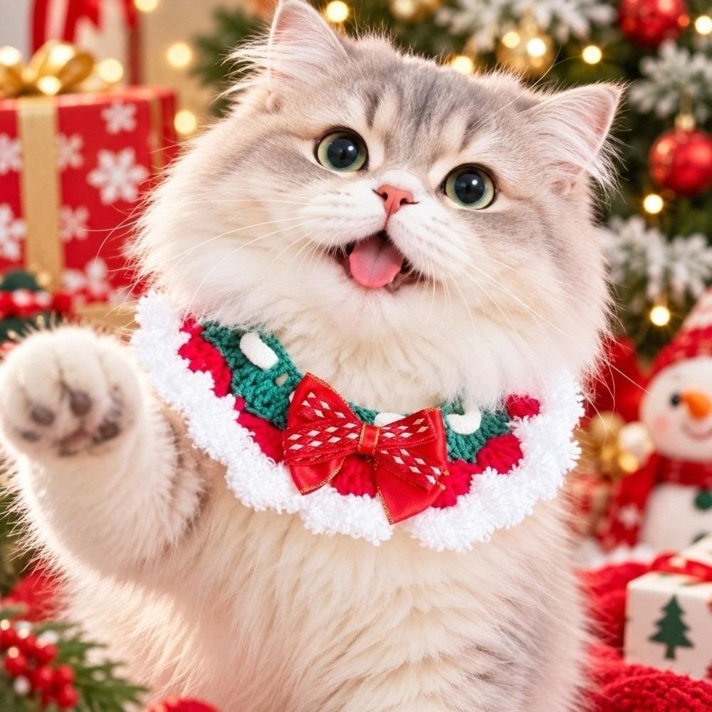 Jingle Bell Pet Christmas Hat Cute Dog Bowknot Scarf Holiday Pet Dressup Cute Santa Hat Photoshoot