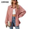 Spring and Autumn Women's Solid Colour Lapel Button Long Sleeve Loose Shirt Jacket