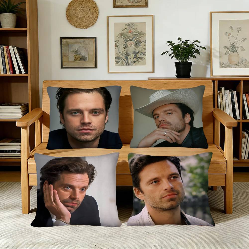 Actor SSebastian Stan Pillow Case Fashion Square Pillowcase Bedroom Sofa Room Ins Decoration Leisure