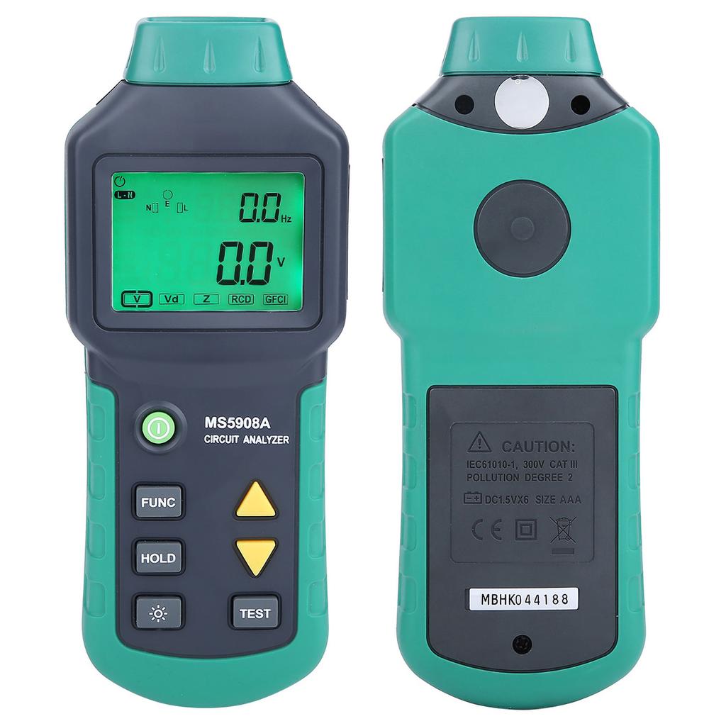MASTECH MS5908A ЖК-анализатор цепей с тестером напряжения GFCI RCD AC100