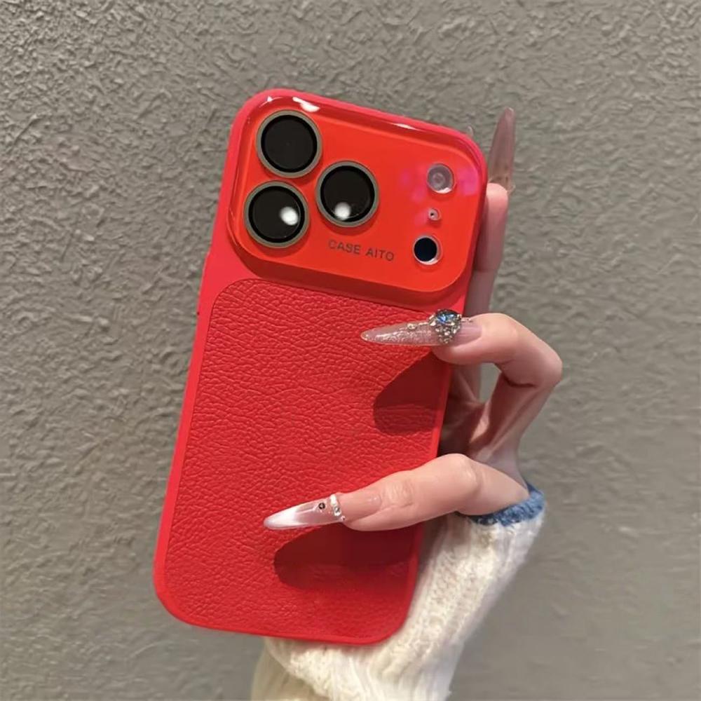 Большое Окно Чехол из Кожи с Текстурой Личи Для Для Iphone 17 16 15 14 Pro Max Защита Камеры Ударопрочный Матовый Жесткий Пластиковый Чехол