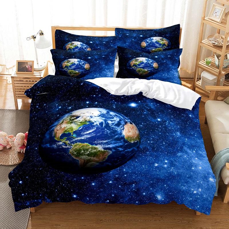 Planet Bedding Earth Duvet Cover Set 3D Digital Printing Bed Linen Fashion Polyester Comforter Cover Bedding Sets King Full Size