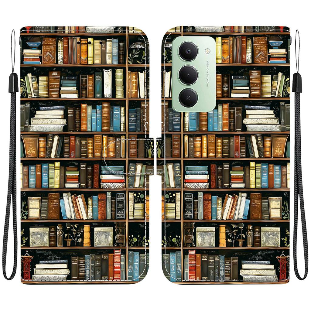 For Xiaomi Redmi 15 4G (EU) (171mm) Leather Case Stand Wallet Pattern Printing Phone Cover with Wrist Strap