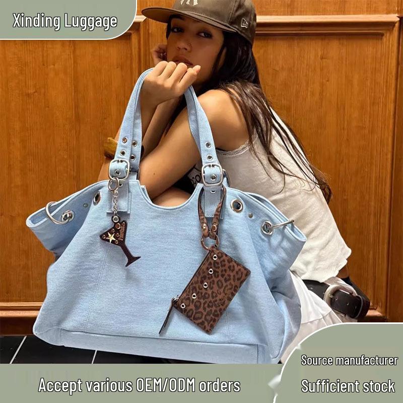 Korean Style Large Capacity Shoulder Bag - Y2K Sweet Cool Spicy Girl Motorcycle Commute Tote Versatile Travel Women's Bag
