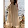 Solid Color Pleated Waist Strap Long Skirt Pure Color Pleated Waist Tight Suspender Skirt