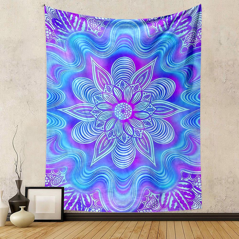 Mandala Pattern in Vibrant Blue and Purple Patterned tapestry home decor, suitable for bedroom and living room, gift