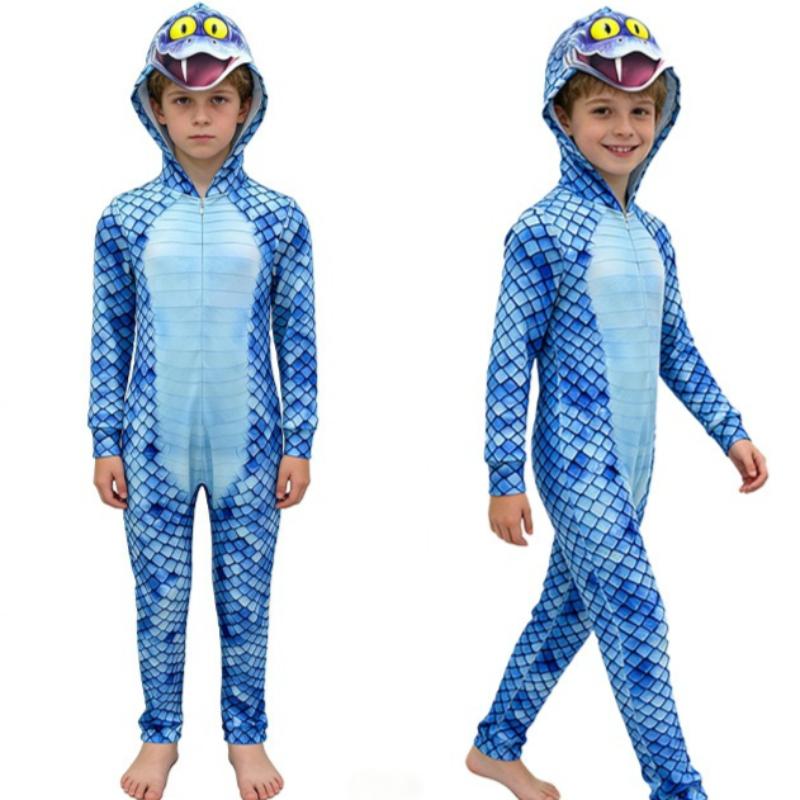 Cartoon Snake Cosplay Costume Tight Printing Jumpsuit Stage Performance Outfits Daily Comic con Clothes Snake Image Dress Up