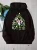 Men's Holiday Tree & Kitten Print T-Shirt - Casual Short Sleeve, Machine Washable, Christmas Gift. 2025 Couple's Unisex Hooded Sweater