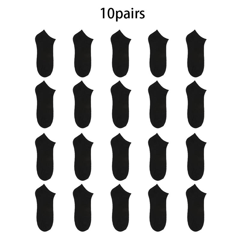 10pairs Men's Socks Low Cut Breathable Business Boat Sock Summer Solid Color Comfortable Ankle Casual Cotton White Black Socks