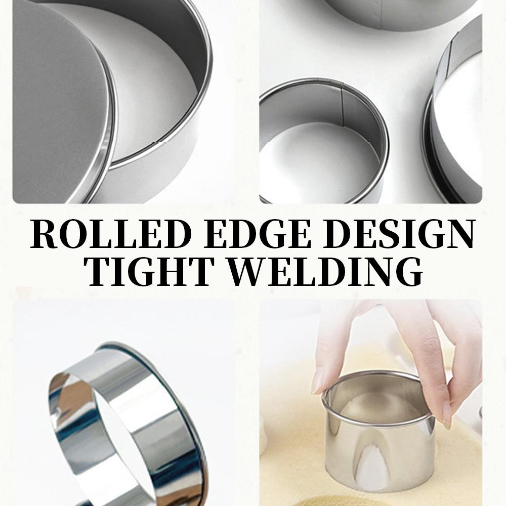 12PCS/Set Stainless Steel Round Cake Mold Baking Mousse Ring Kitchen Cutter DIY Cake Ring Tools Tools Pizza Cooking Cookie