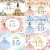 15th Birthday Party Backdrop Custom Decor Floral Crown Pink Rose Quinceañera Princess Flower Butterfly Sweet Girl Dress Photo