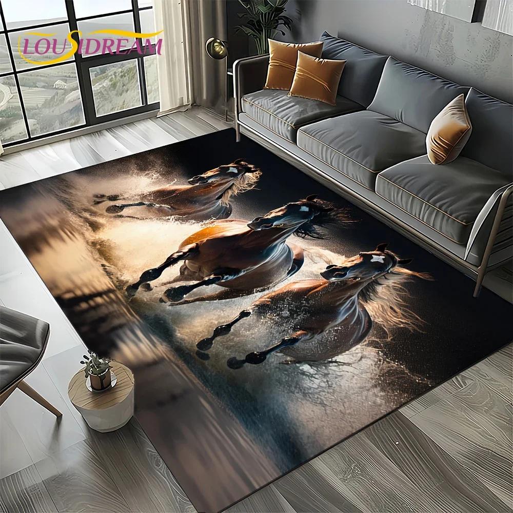 27 Style New Horse Pentium Gallant Steed 3D Animal Carpet Rug for Living Room Bedroom Home Sofa,Kid Area Rug Non-slip Floor Mat