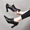 High-heeled Single Shoes Women's 2025 Spring New Black Pointed Deep-mouth Thin-heeled Versatile Patent Leather Women's Shoes Fashion Single Shoes