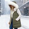 Женский длинный жилет однотонный без рукавов с капюшоном зимний жилет куртка верхняя одежда легкое теплое пальто верхняя одежда